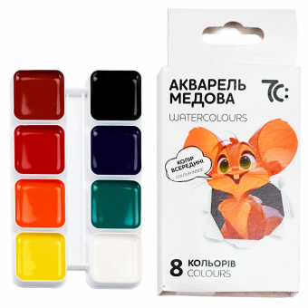 Купить Краски акварельные в картоне "7 Colours" Гамма 8 цв. без кисти оптом